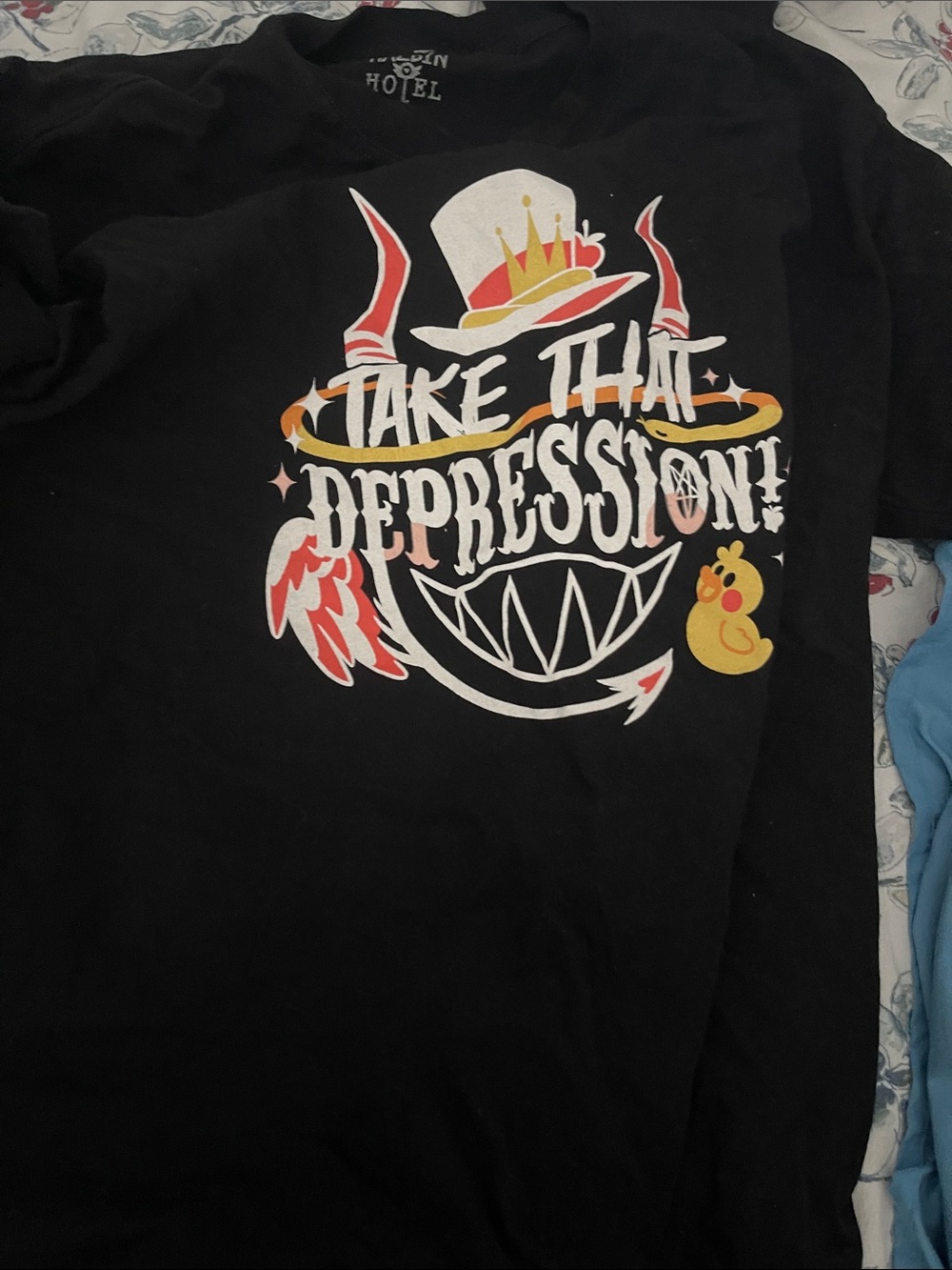 Black Graphic Tee "Take That Depression"